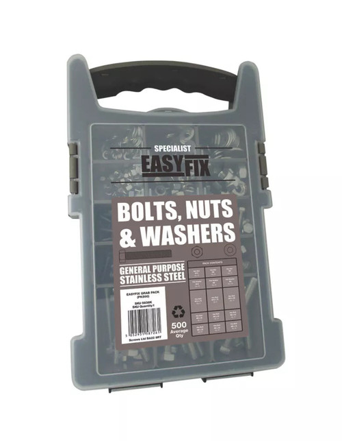 EASYFIX MIXED BOLTS, NUTS & WASHERS PACK 500 PCS - MonkeyTools EASYFIX MIXED BOLTS, NUTS & WASHERS PACK 500 PCS - MonkeyTools