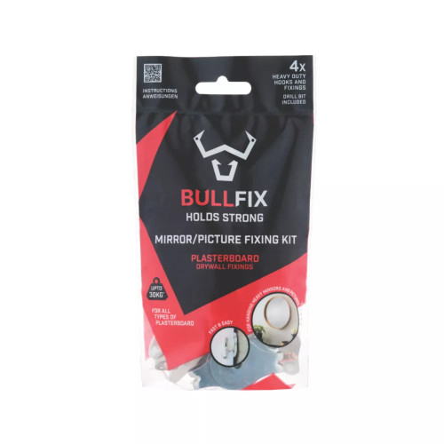 BULLFIX UNIVERSAL HEAVY DUTY MIRROR/PICTURE HANGING KIT X 44MM WHITE 4 PACK - MonkeyTools