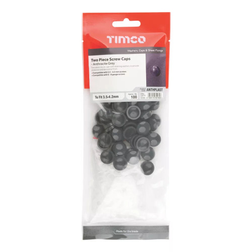 TIMCO SCREW CAPS ANTHRACITE GREY 6-8GA 100 PACK - MonkeyTools TIMCO SCREW CAPS ANTHRACITE GREY 6-8GA 100 PACK - MonkeyTools