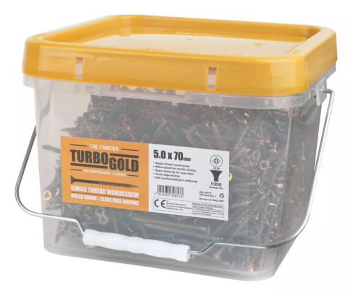 TURBOGOLD PZ DOUBLE-COUNTERSUNK MULTIPURPOSE SCREWS 5MM X 70MM 1000 PACK - MonkeyTools