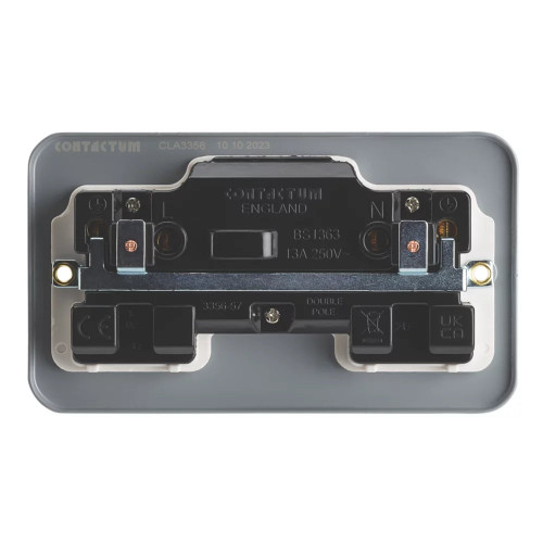 CONTACTUM 13A 2-GANG DP SWITCHED METAL CLAD SOCKET WITH WHITE INSERTS - MonkeyTools CONTACTUM 13A 2-GANG DP SWITCHED METAL CLAD SOCKET WITH WHITE INSERTS - MonkeyTools