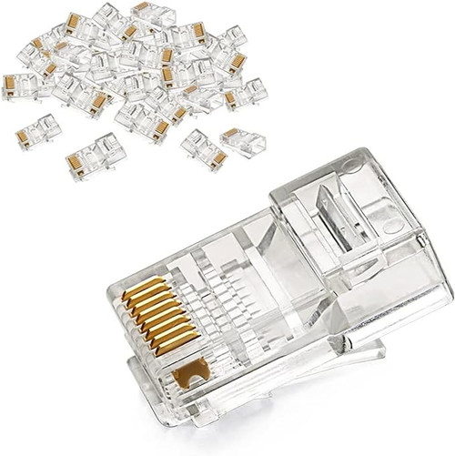 UGREEN RJ45 Connector, 50 Pack Cat5e/Cat5 Ethernet Modular RJ45 Plugs, Gold Plated Crimp LAN Network End Plugs for Ethernet Cable - MonkeyTools