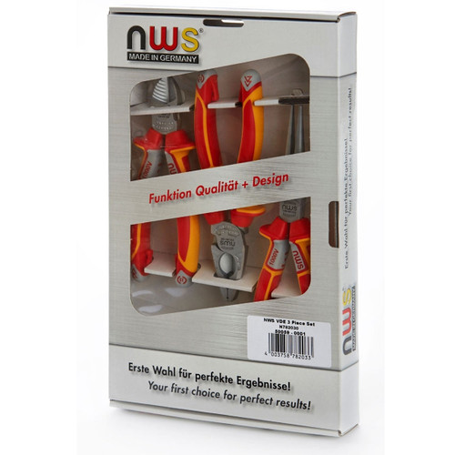 NWS NW782-3K VDE Sidecutter, Combination Plier and Long Nose Plier Set of 3 Piece - MonkeyTools