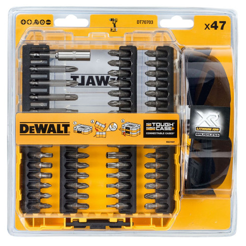 DEWALT DT70703-QZ TOUGHCASE SCREWDRIVER BIT SET INC SAFETY GLASSES X47 PCS - MonkeyTools