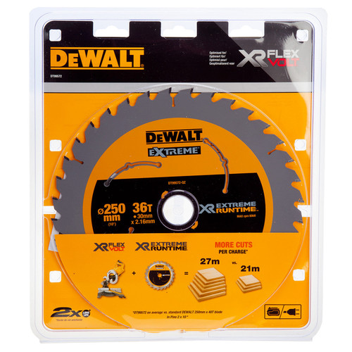 DEWALT DT99572-QZ XTREME RUNTIME 250MM X 30MM 36T BLADE FOR CORDED & CORDLESS SAWS - MonkeyTools