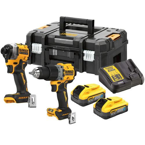 DEWALT DCK2050H2T-GB 18V XR POWERSTACK TWIN KIT HAMMER DRILL DRIVER & IMPACT DRIVER INC 2X POWERSTACK BATTS - MonkeyTools