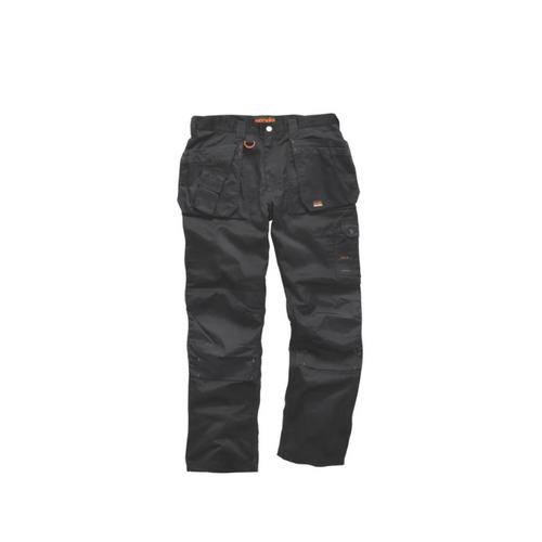 SCRUFFS WORKER PLUS WORK TROUSERS BLACK 34" W 31" L - MonkeyTools
