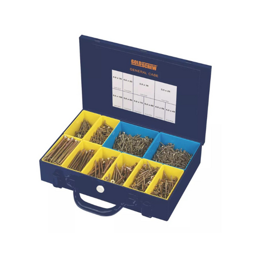 GOLDSCREW PLUS PZ DOUBLE-COUNTERSUNK WOODSCREW GENERAL TRADE CASE 1400 PCS - MonkeyTools
