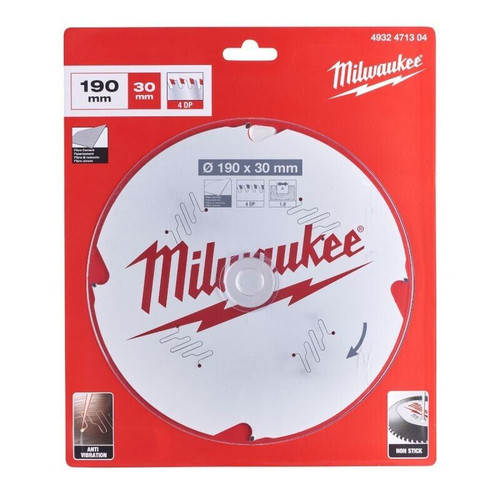 Milwaukee 4932471304 PCD Fibre Cement Cutting Circular Saw Blade 190mm x 30mm 4T - MonkeyTools