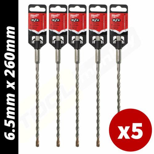 Milwaukee SDS Bit - SDS Plus - 6.5mm x 260mm - Pack of 5 - MonkeyTools