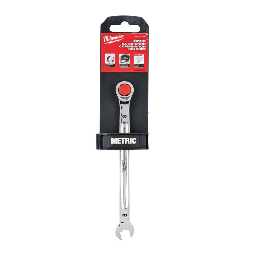 Milwaukee 4932471501 Maxbite Ratcheting Combination Spanner 8mm - MonkeyTools Milwaukee 4932471501 Maxbite Ratcheting Combination Spanner 8mm - MonkeyTools