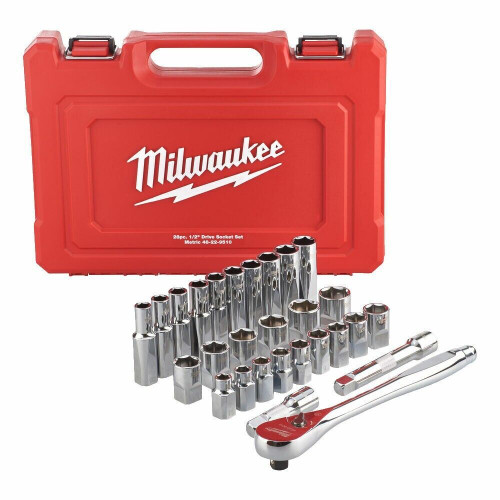 Milwaukee 1/2" Drive Ratchet & Socket Set - 28pc - Metric/Imperial - 4932471864 - MonkeyTools Milwaukee 1/2" Drive Ratchet & Socket Set - 28pc - Metric/Imperial - 4932471864 - MonkeyTools