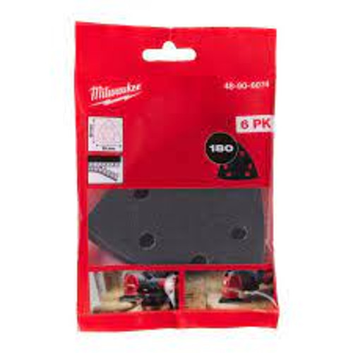Milwaukee 48906074 93x93mm 180G Multi Tool Sanding Paper 6pk - MonkeyTools