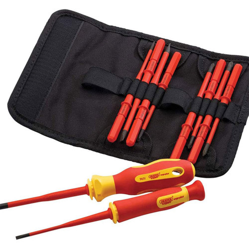 Draper 965SLIM/I/12 XP1000 VDE Slimline Interchangeable Screwdriver Set of 12 Piece - 70867 - MonkeyTools