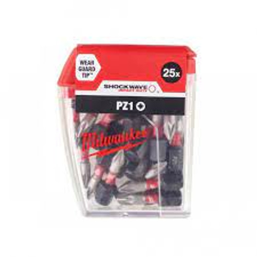 Milwaukee Power Tools 4932472039 SHOCKWAVE Impact Duty Bits PZ1 x 25mm (Pack 25) - MonkeyTools Milwaukee Power Tools 4932472039 SHOCKWAVE Impact Duty Bits PZ1 x 25mm (Pack 25) - MonkeyTools