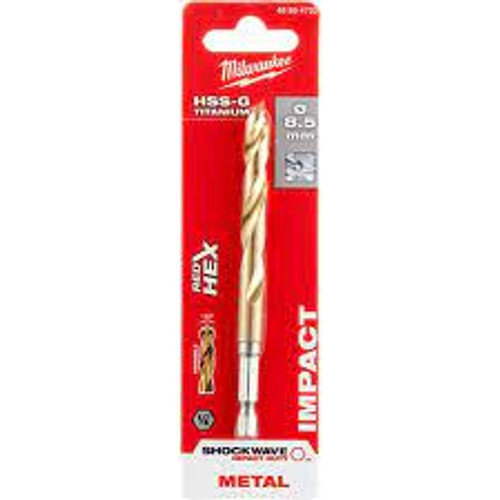 Milwaukee 48894720 Red HEX 8.5mm Shockwave Impact Duty Metal HSS Titanium Bit - MonkeyTools Milwaukee 48894720 Red HEX 8.5mm Shockwave Impact Duty Metal HSS Titanium Bit - MonkeyTools
