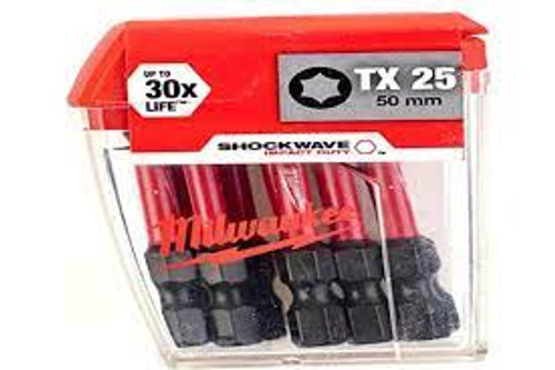 Milwaukee 4932430882 10 x 50MM Shockwave TX25 Bits - MonkeyTools Milwaukee 4932430882 10 x 50MM Shockwave TX25 Bits - MonkeyTools