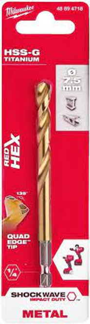 Milwaukee 7.5mm Red HEX Shockwave Impact Duty Metal HSS Titanium Bits 48894718 - MonkeyTools Milwaukee 7.5mm Red HEX Shockwave Impact Duty Metal HSS Titanium Bits 48894718 - MonkeyTools