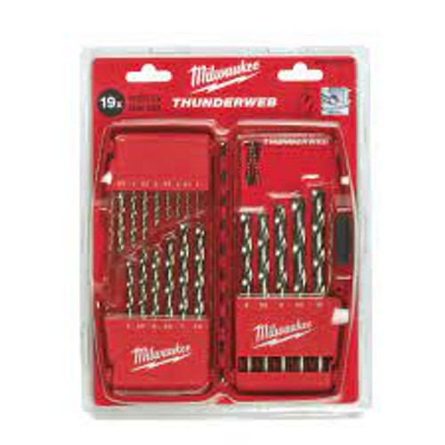 Milwaukee 4932352374 Thunderweb 19pc Ground Metal Drill Bit Set HSS-G 1-10mm - MonkeyTools Milwaukee 4932352374 Thunderweb 19pc Ground Metal Drill Bit Set HSS-G 1-10mm - MonkeyTools