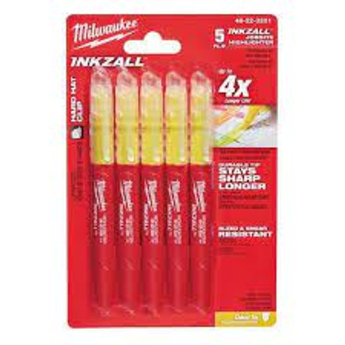 Milwaukee 48223201 INKZALL� Highlighter Yellow (Pack 5) - MonkeyTools Milwaukee 48223201 INKZALL� Highlighter Yellow (Pack 5) - MonkeyTools