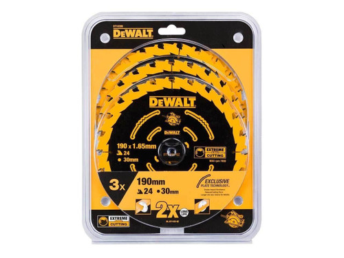 DeWalt DT10399 190mm 24T Extreme Framing Circular Saw Blade 3 Pack 5035048099469 - MonkeyTools