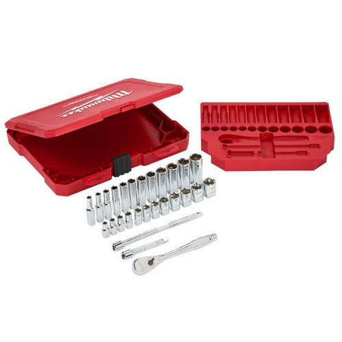 MILWAUKEE 1/4" DRIVE RATCHET & SOCKET SET METRIC X28 PCS 4932464943 - MonkeyTools MILWAUKEE 1/4" DRIVE RATCHET & SOCKET SET METRIC X28 PCS 4932464943 - MonkeyTools