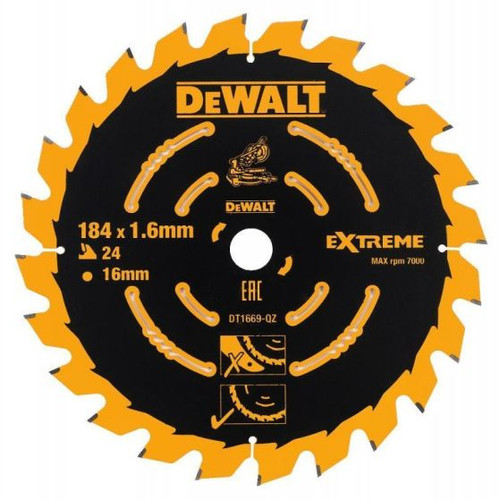 DEWALT DT1669-QZ COARSE SAW BLADE FOR CORDLESS MITRE SAWS 184MM X 16MM X 24 TEETH - MonkeyTools