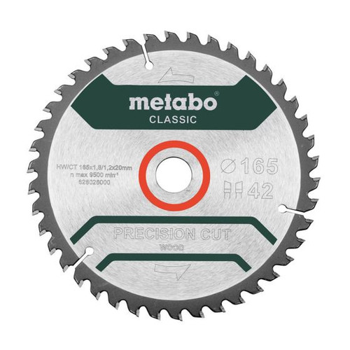 METABO 628026000 PRECISION CUT WOOD - CLASSIC 165MM X 20MM CIRCULAR SAW BLADE 42T - MonkeyTools