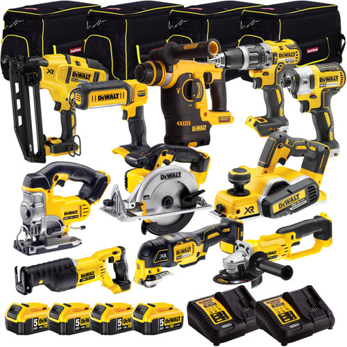 Dewalt 18V 11 Piece Power Tool Kit with 4 x 5.0Ah Batteries T4TKIT-935 - MonkeyTools