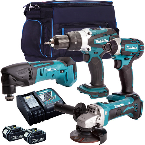 Makita 4 Piece 18V Li-ion with 2 x 5.0Ah Batteries & Charger T4TKIT-149 - MonkeyTools