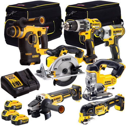 Dewalt DCK755PTXA XR Li-Ion 18V 7 Piece Power Tool Kit 3 x 5.0Ah Batteries & Bag - MonkeyTools