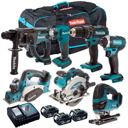 Makita DLXT4T7068 18V LI-ION LXT 7 Piece Kit With 3 x 5.0Ah And Duffle Tool Bag - MonkeyTools