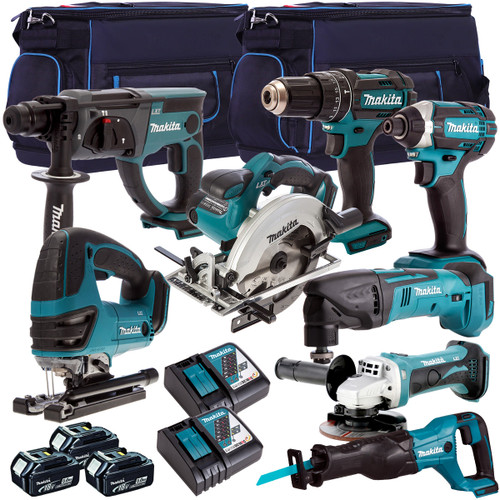 Makita 18V 8 Piece Tool Kit  3 x 5.0Ah Batteries & Charger T4TKIT-4344 Makita 18V 8 Piece Tool Kit  3 x 5.0Ah Batteries & Charger T4TKIT-4344