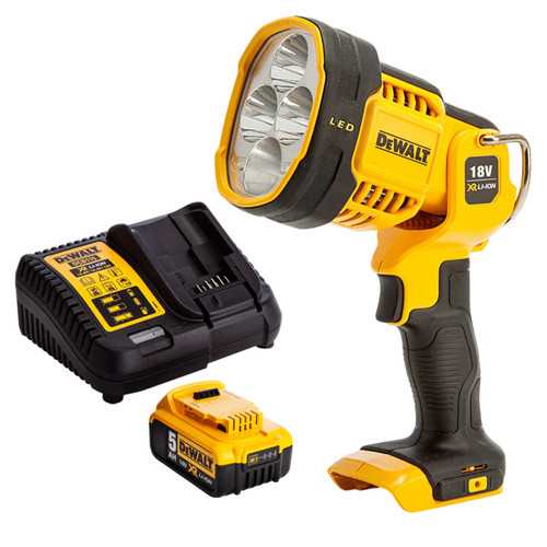 DeWalt DCL043 18V LED Spotlight with 1 x 5.0Ah Battery & Charger - MonkeyTools