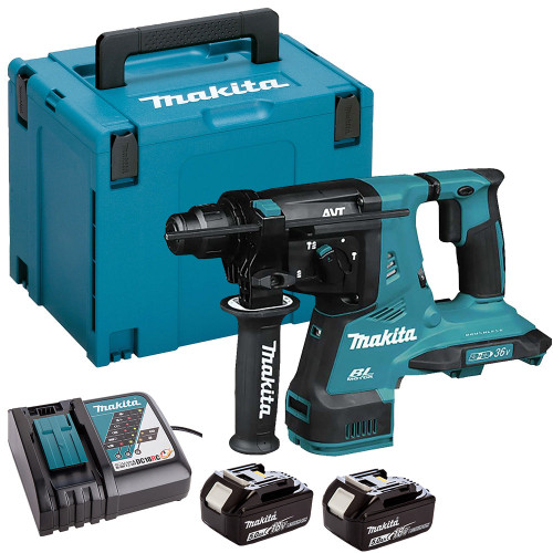 Makita DHR280ZJ 36V Brushless SDS+ Rotary Hammer Drill With 2 x 5.0Ah Batteries & Charger In Case - MonkeyTools