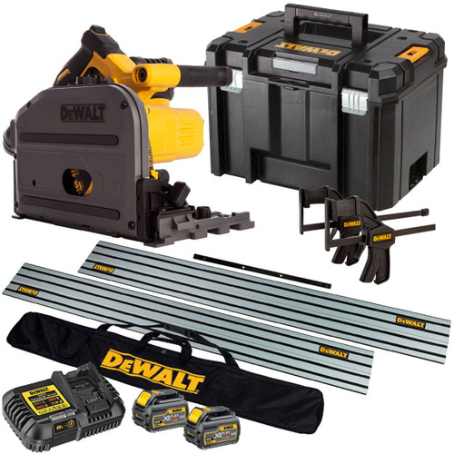 Dewalt DCS520T2 54V Flexvolt Brushless 165mm Plunge Saw 2 x 6.0Ah Battery Charger Case with Accessories - MonkeyTools