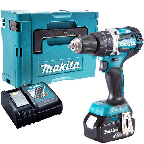 Makita DHP484Z 18V Brushless Combi Hammer Drill Driver with 1 x 5.0Ah Battery & Charger in Case - MonkeyTools