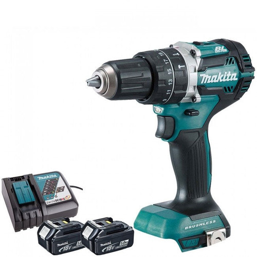 Makita DHP484Z 18V Brushless Combi Drill with 2 x 5.0Ah Batteries & Charger - MonkeyTools