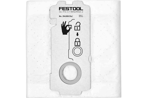 Festool 204308 SC-FIS-CT MINI/MIDI-2/5 SELFCLEAN Filter Bag - Pack of 5