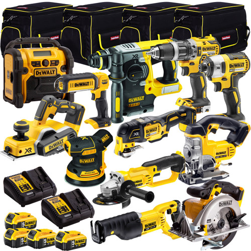 Dewalt 18V 12 Piece Power Tool Kit with 4 x 5.0Ah Batteries T4TKIT-8144 - MonkeyTools