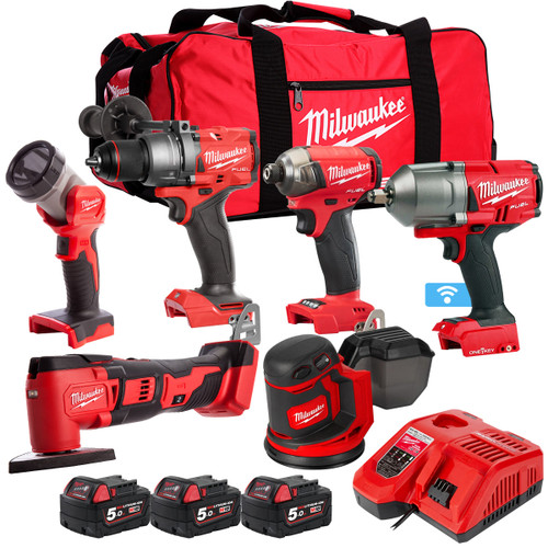 Milwaukee 18V 6 Piece Power Tool Kit with 3 x 5.0Ah Batteries T4TKITM-113 - MonkeyTools