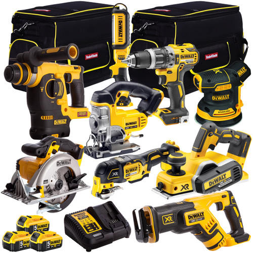Dewalt 18V 9 Piece Power Tool Kit with 3 x 5.0Ah Batteries T4TKIT-9737 - MonkeyTools