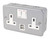 13A 2-GANG DP SWITCHED METAL CLAD SOCKET + 2.1A 10.2W 2-OUTLET TYPE A USB CHARGER WITH WHITE INSERTS - MonkeyTools