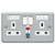 MK 13A 2-GANG DP SWITCHED METAL CLAD ACTIVE PLUG SOCKET WITH WHITE INSERTS - MonkeyTools