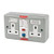 MK 13A 2-GANG DP SWITCHED METAL CLAD ACTIVE PLUG SOCKET WITH WHITE INSERTS - MonkeyTools