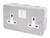 13A 2-GANG SP SWITCHED METAL CLAD SOCKET WITH WHITE INSERTS - MonkeyTools