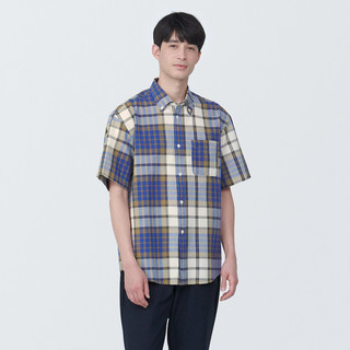 Camisa manga corta con botones cuadros Madras para hombre