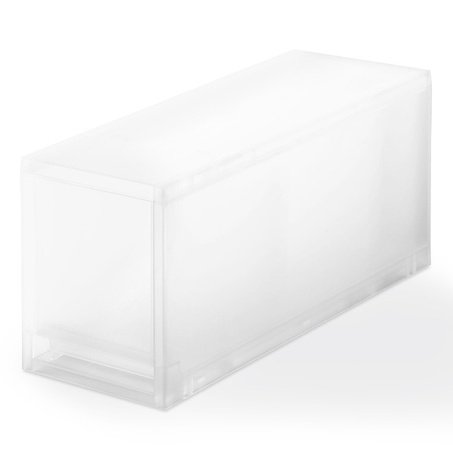 Cajón de almacenamiento apilable y translúcido - [14 x 37 cm] - Altura: 17,5 cm
