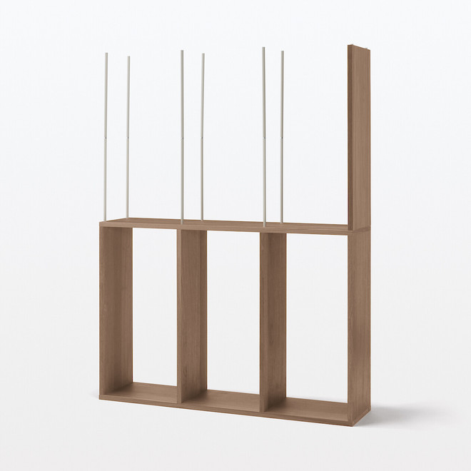 Estantería adicional ancha de nogal con 3 estantes