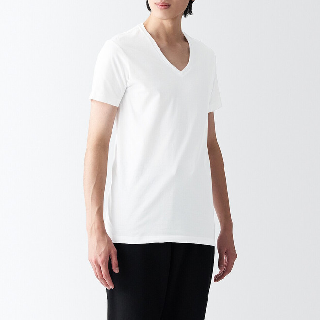 Camiseta de punto sin costuras lateral cuello V